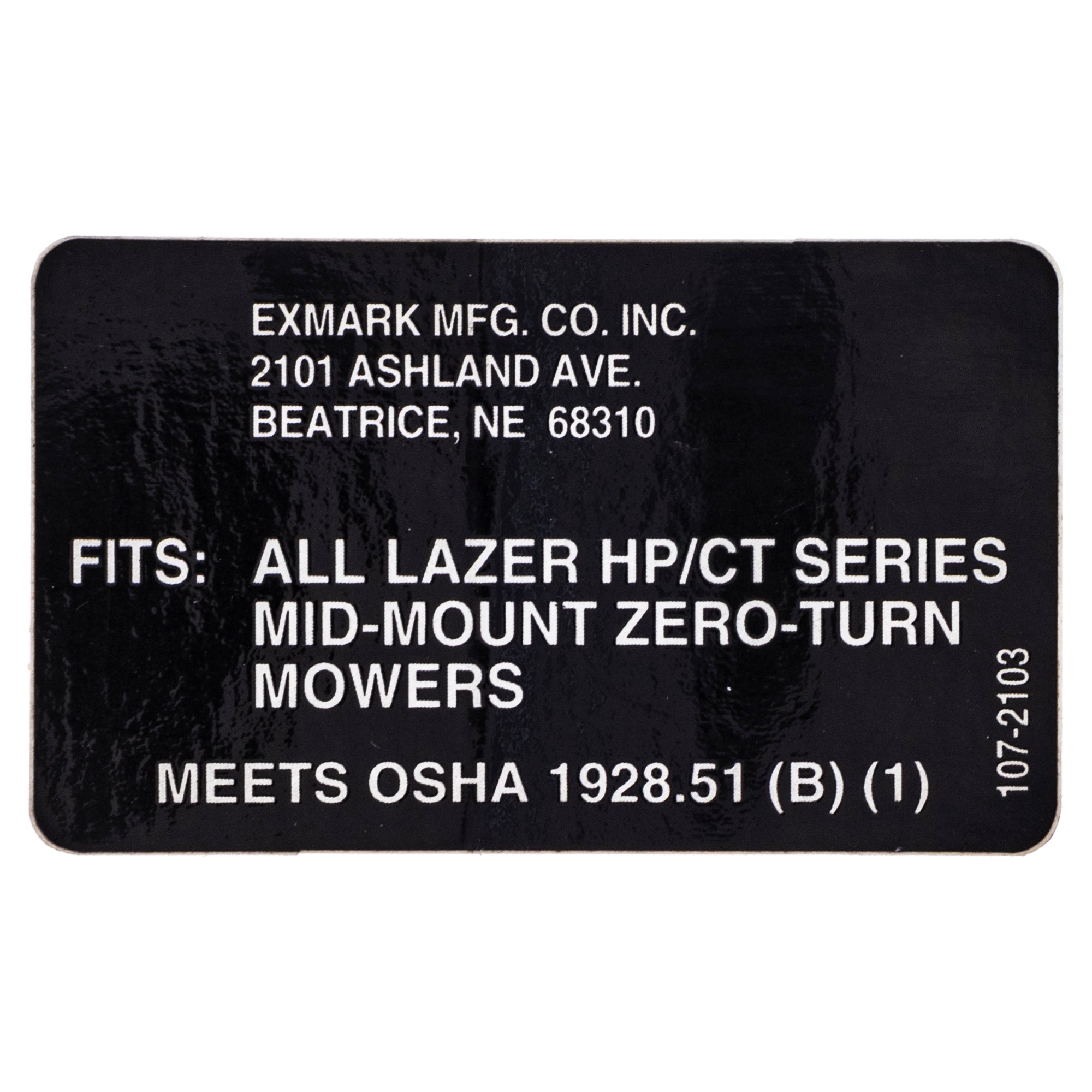 Exmark 107-2103 Decal