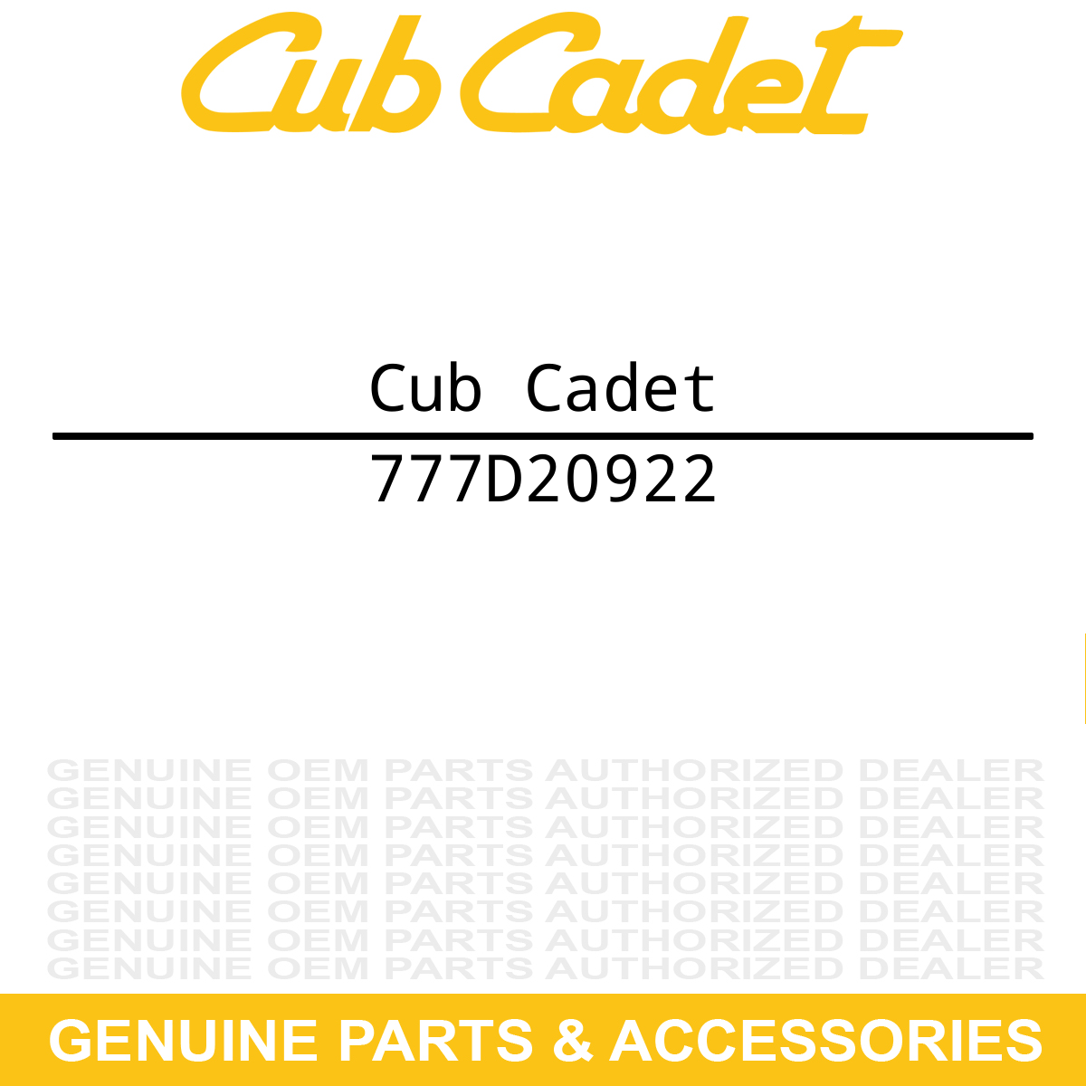 CUB CADET 777D20922 Decal