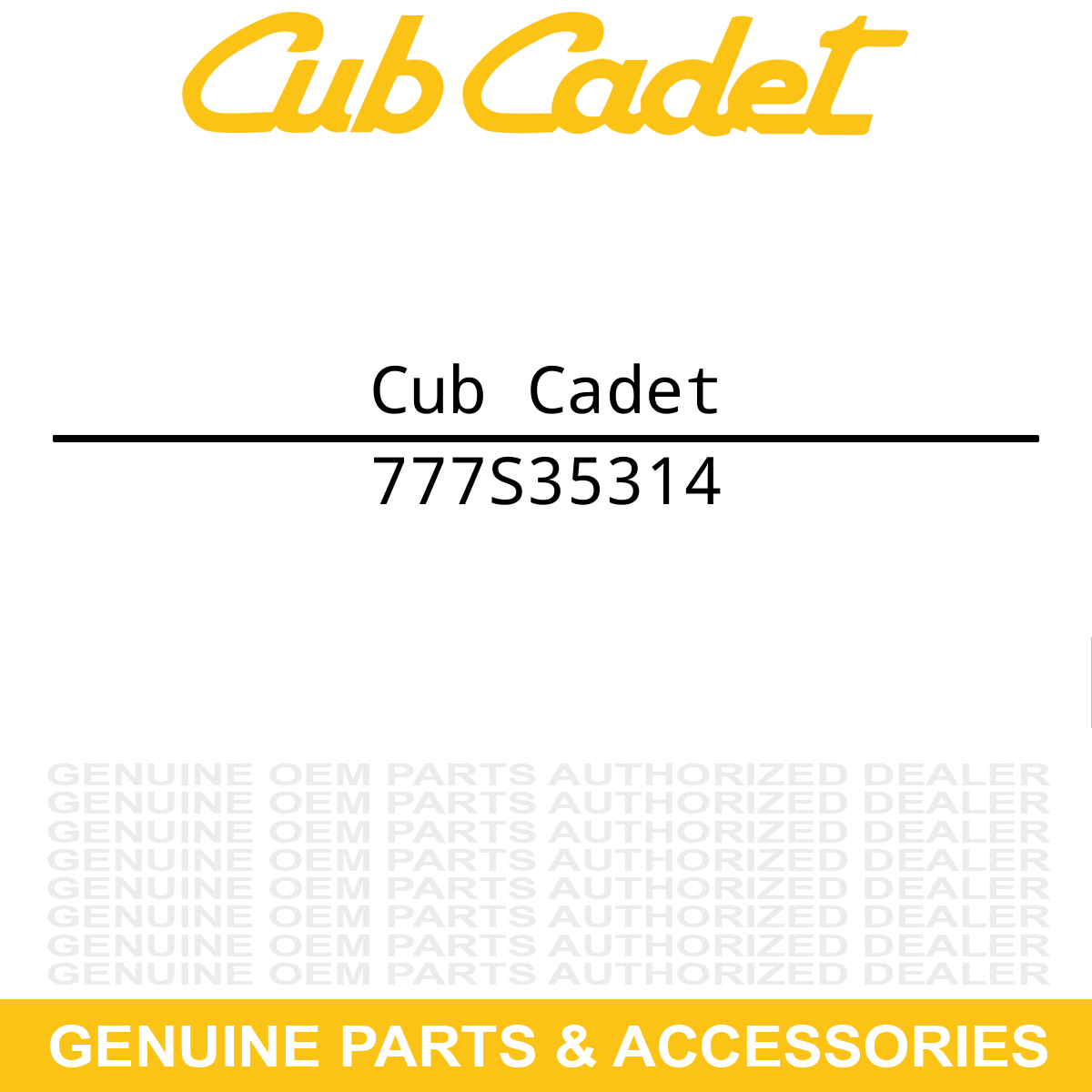 CUB CADET 777S35314 Decal