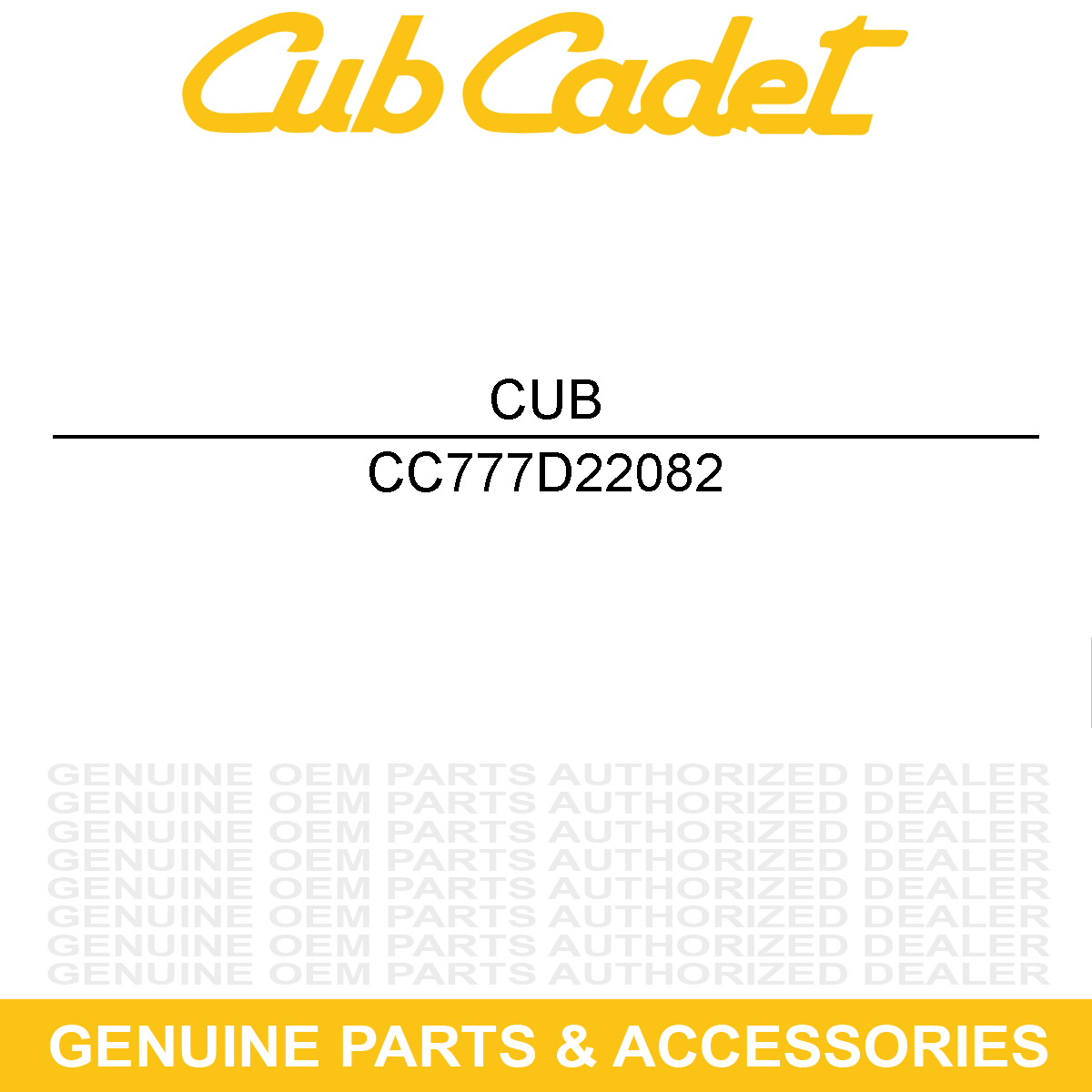 CUB CADET 777D22082 Label