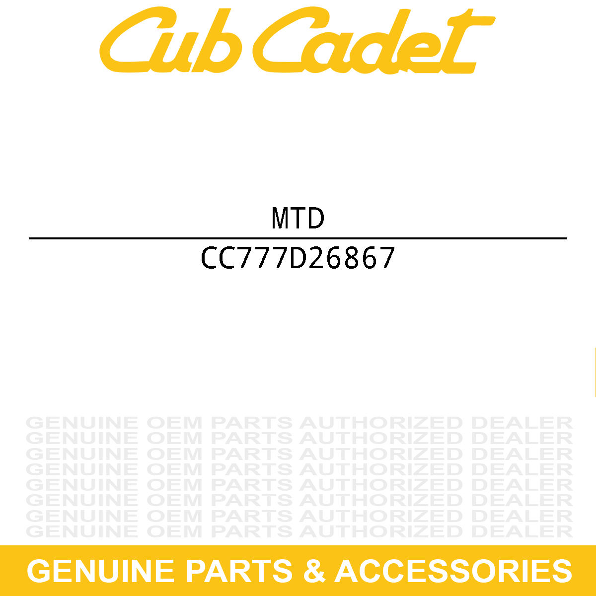 MTD 777D26867 Label