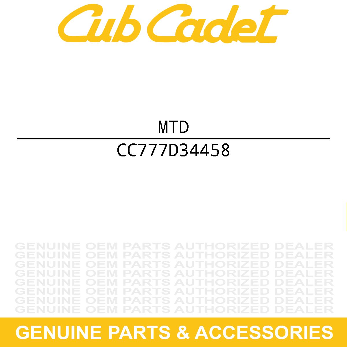 MTD 777D34458 Label