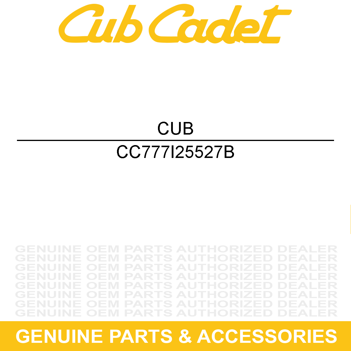 CUB CADET 777I25527B Label