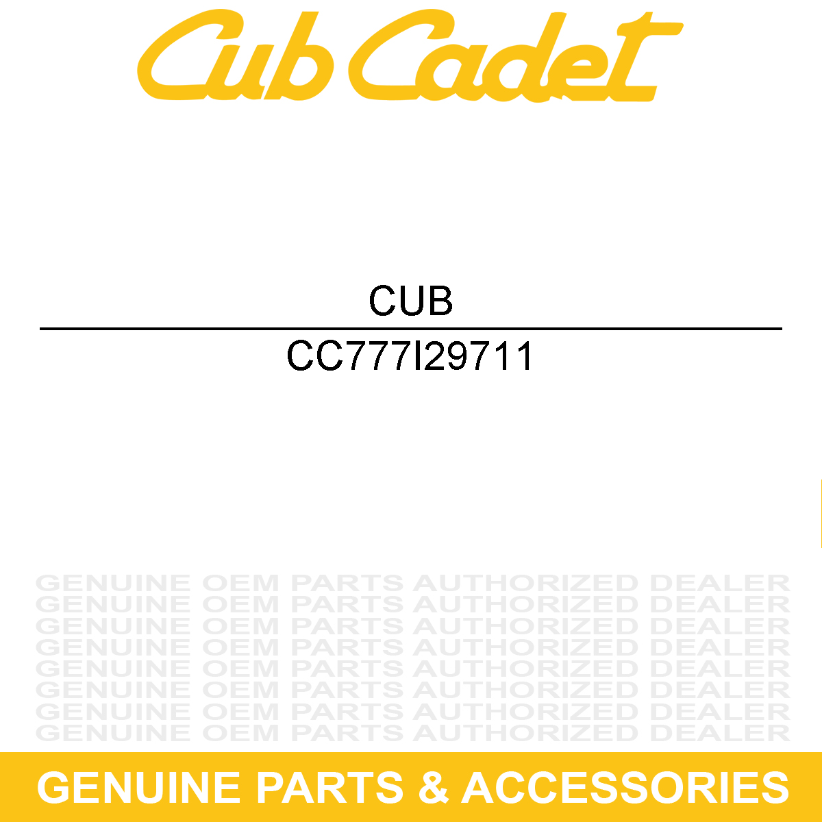CUB CADET 777I29711 Label