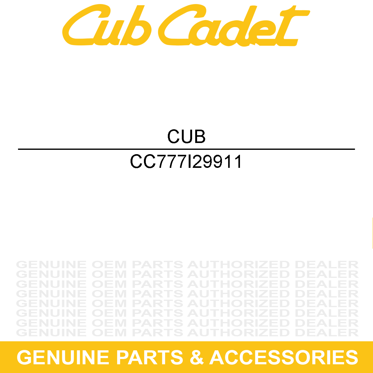 CUB CADET 777I29911 Label