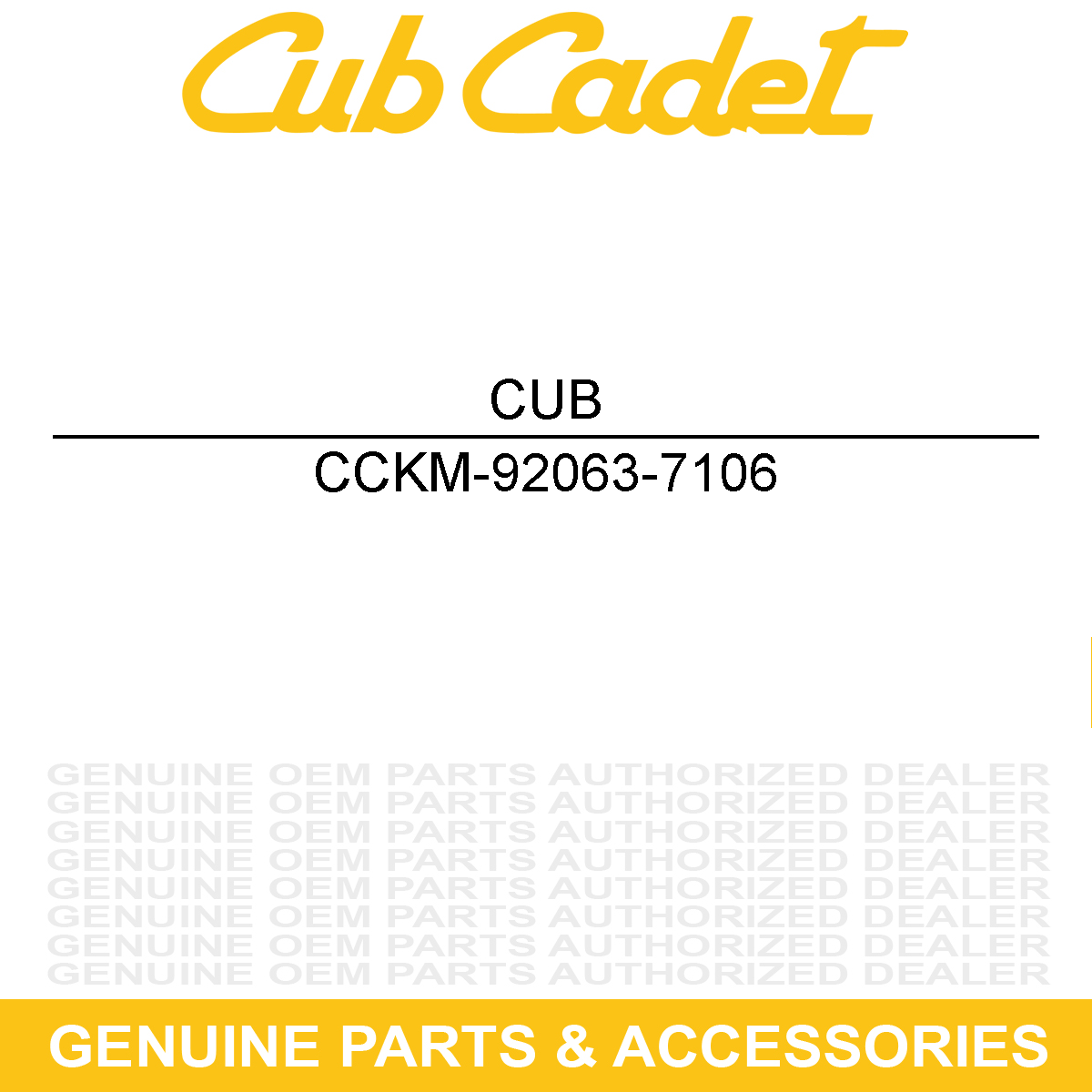 CUB CADET KM-92063-7106 Main Jet