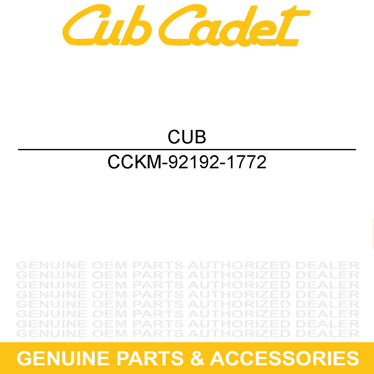 CUB CADET KM-92192-1772 Tube