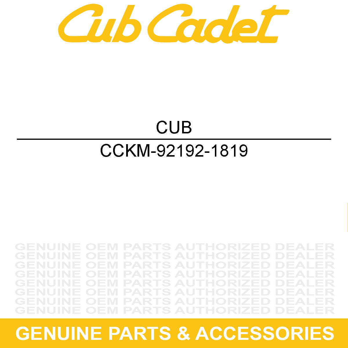 CUB CADET KM-92192-1819 Tube
