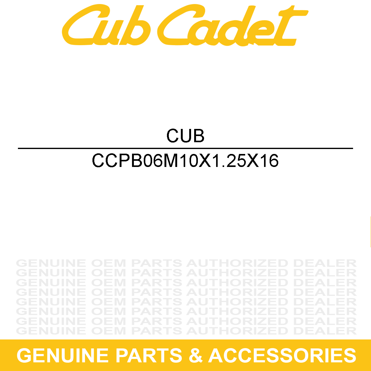 CUB CADET PB06M10X1.25X16 Hardware