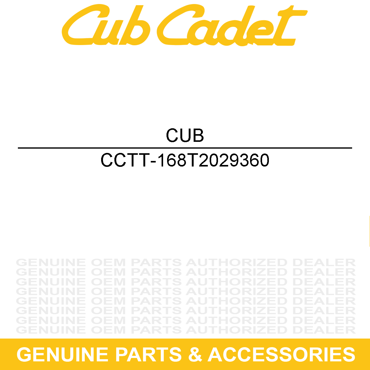 CUB CADET TT-168T2029360 Plate