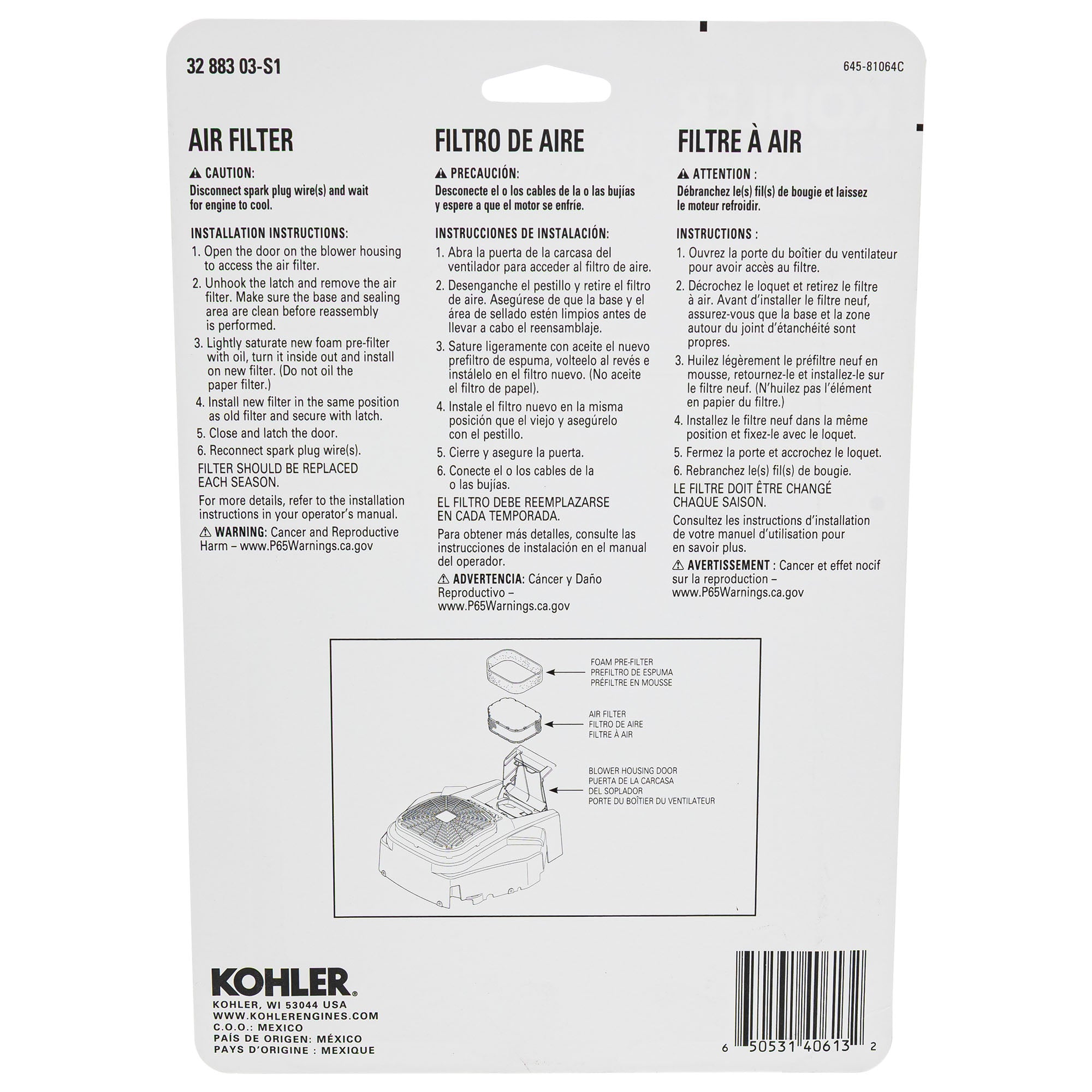Troy-Bilt 3288303S1C Air Filter Pre-Cleaner Kit