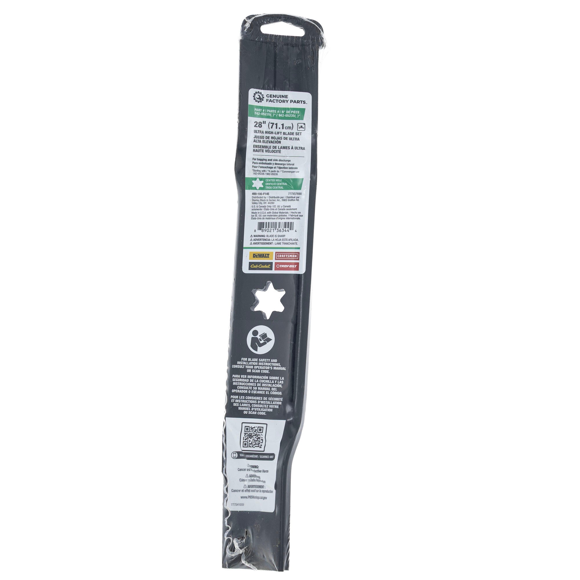 CUB CADET 490-100-F145 High Lift Blade Set 6 Point Center