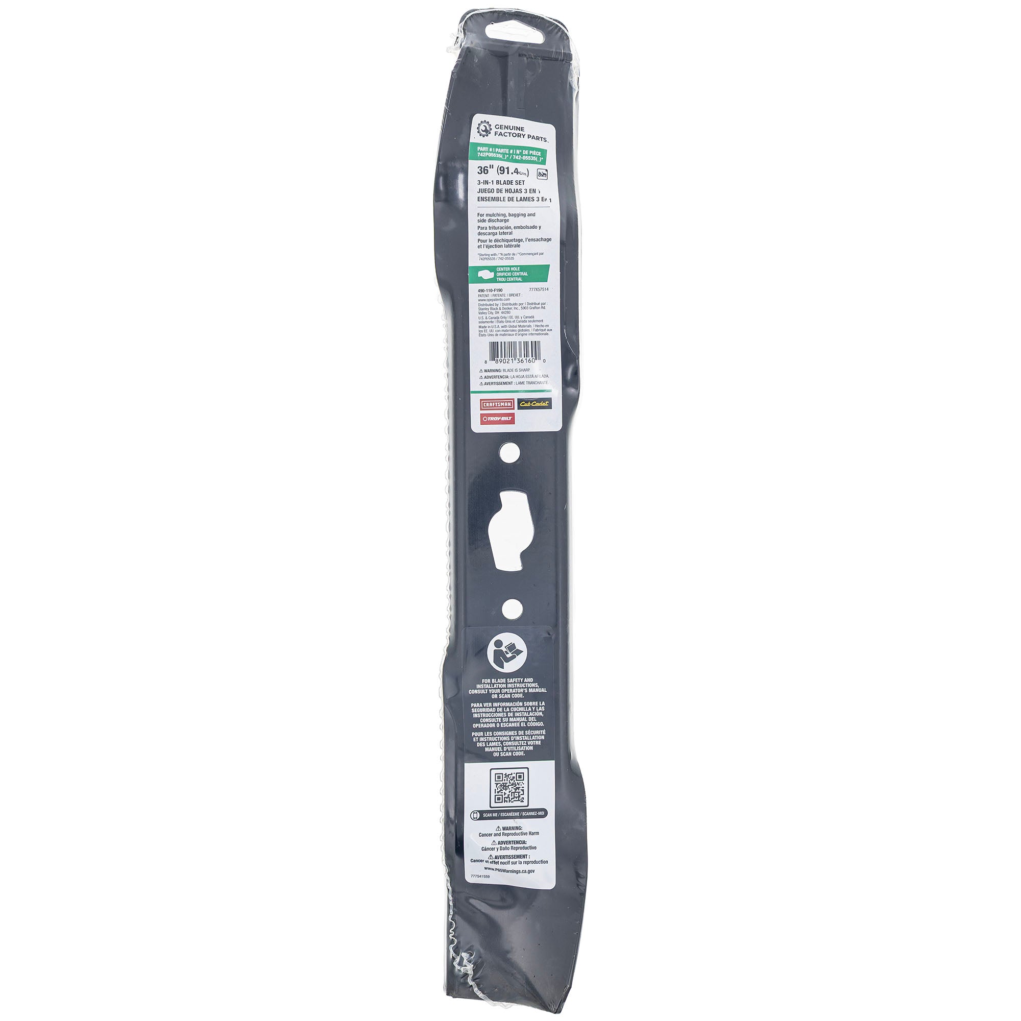 CUB CADET 490-110-F190 36" Mulching Blade Set 6-Point Star Mount