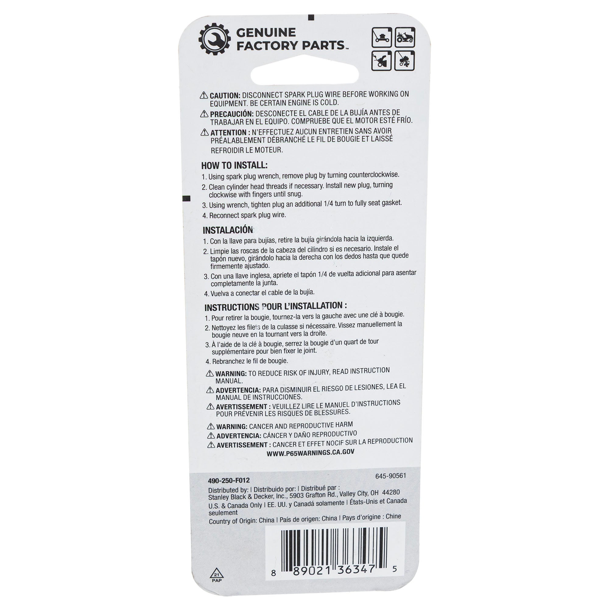 CUB CADET 490-250-F012 Spark Plug