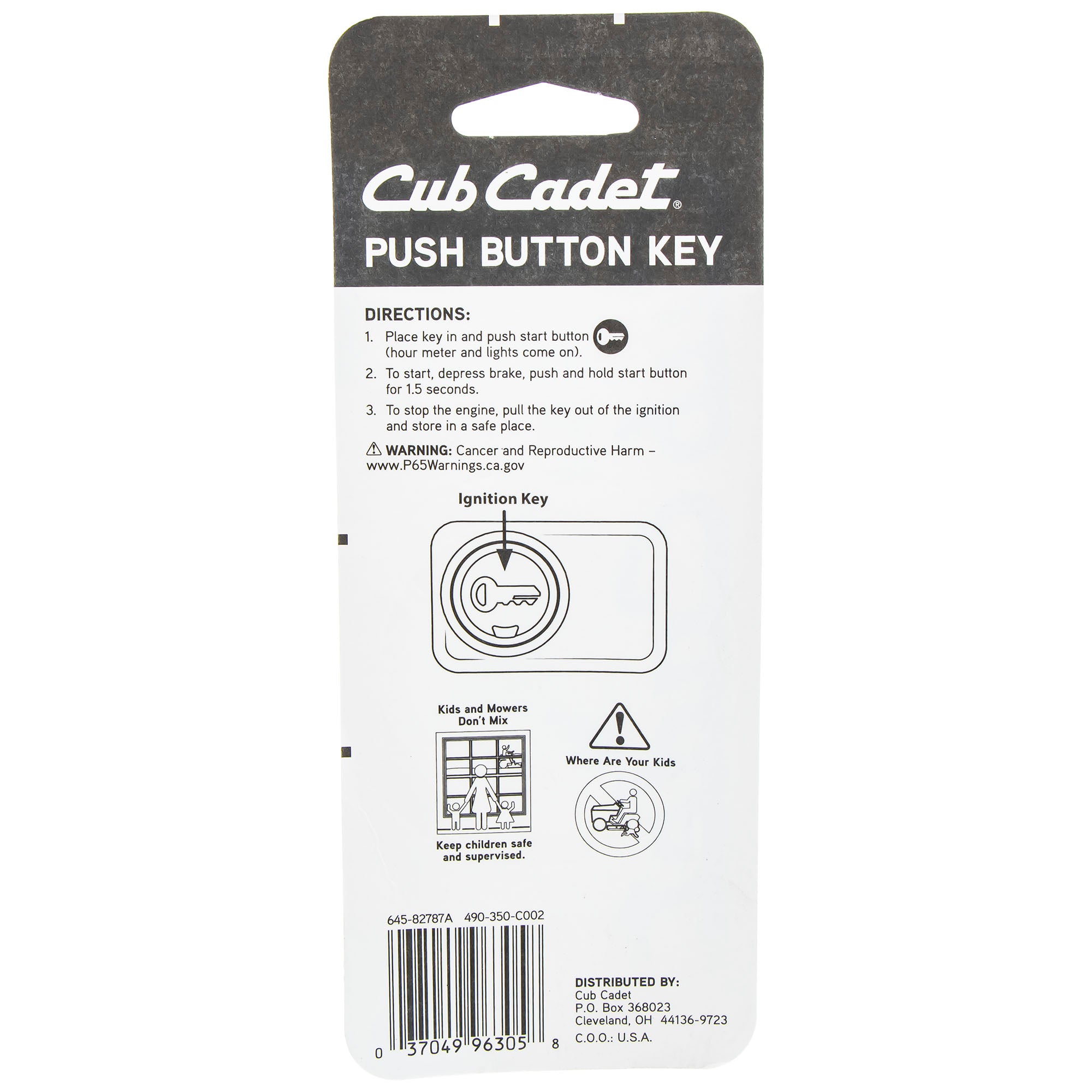 CUB CADET 490-350-C002 Push Button Start Key