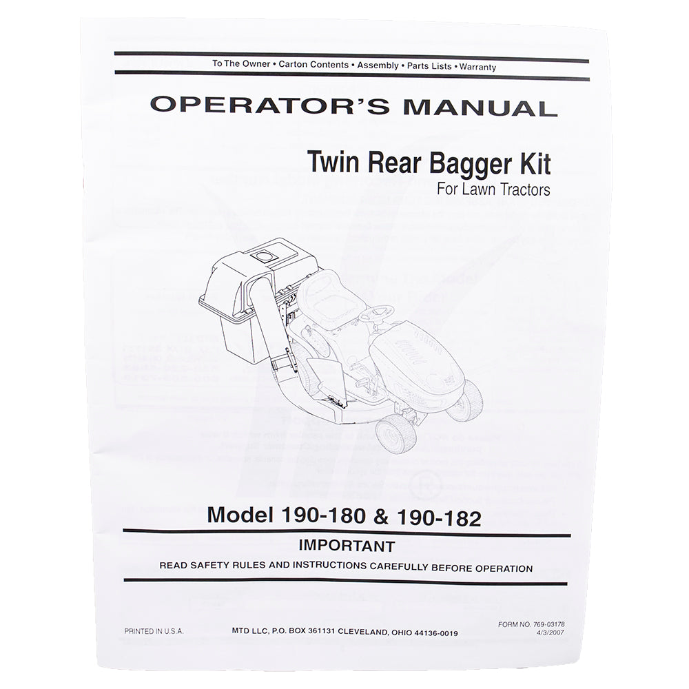 CUB CADET 689-00059 Hardware