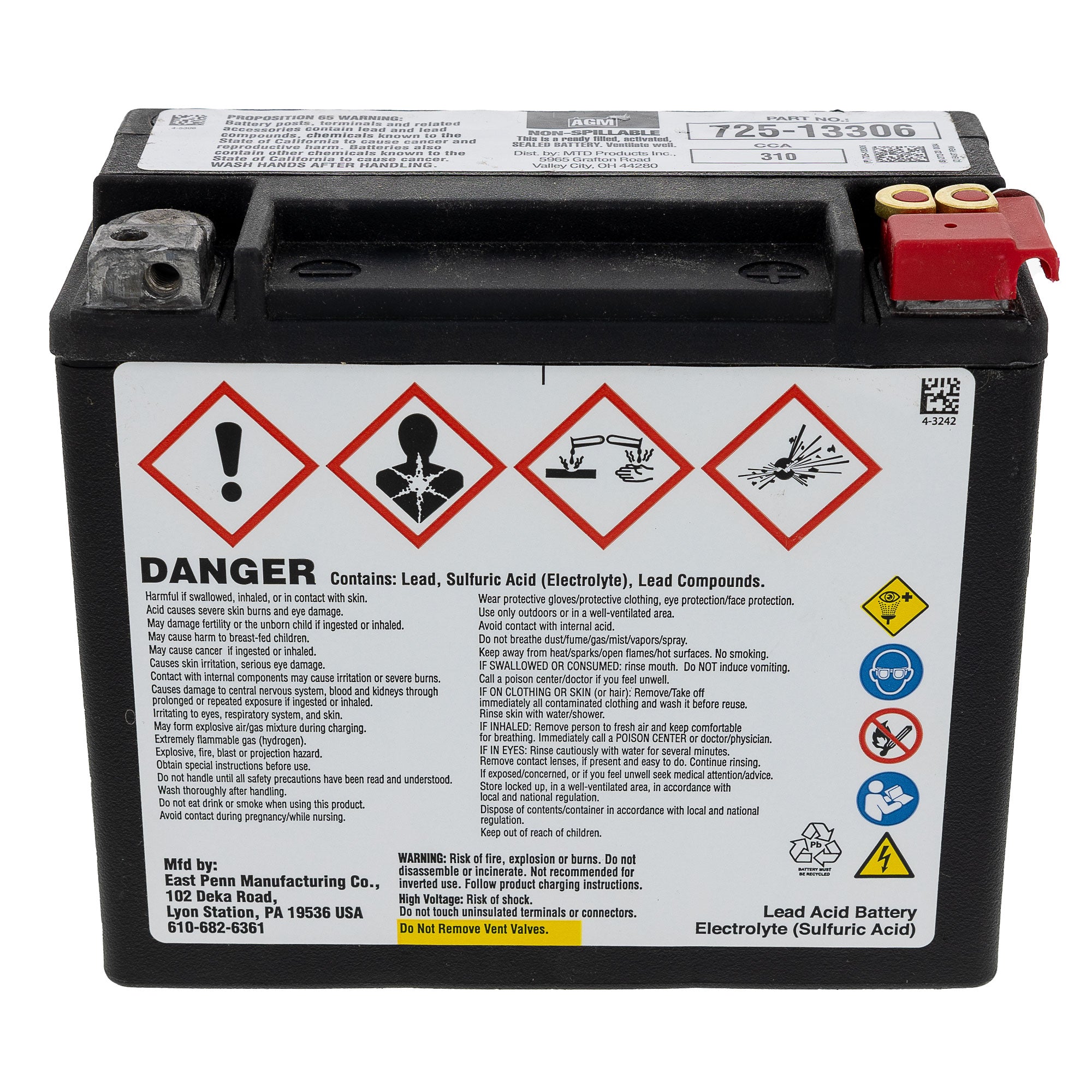 CUB CADET 725P13306 Battery