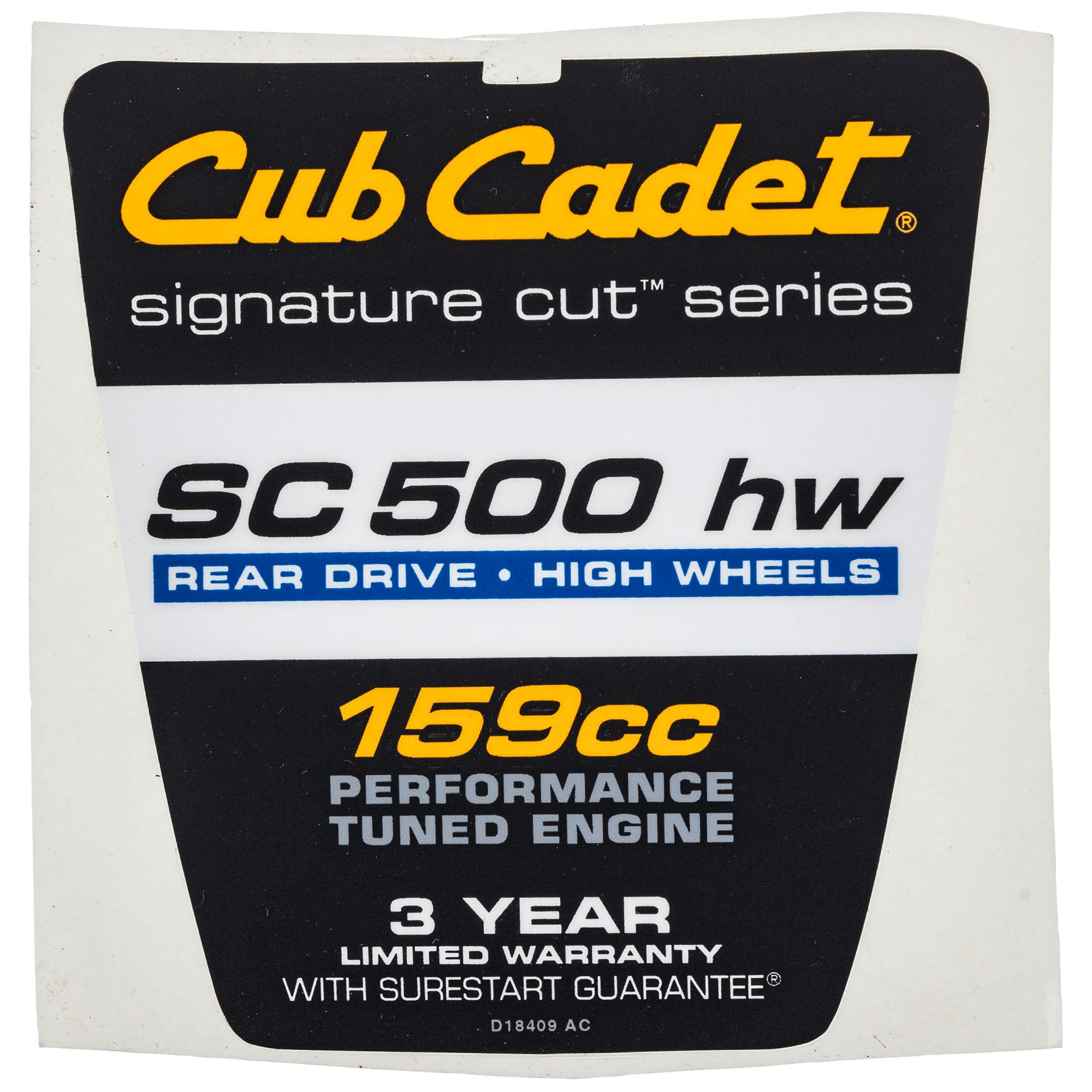 CUB CADET 777D18409 Decal