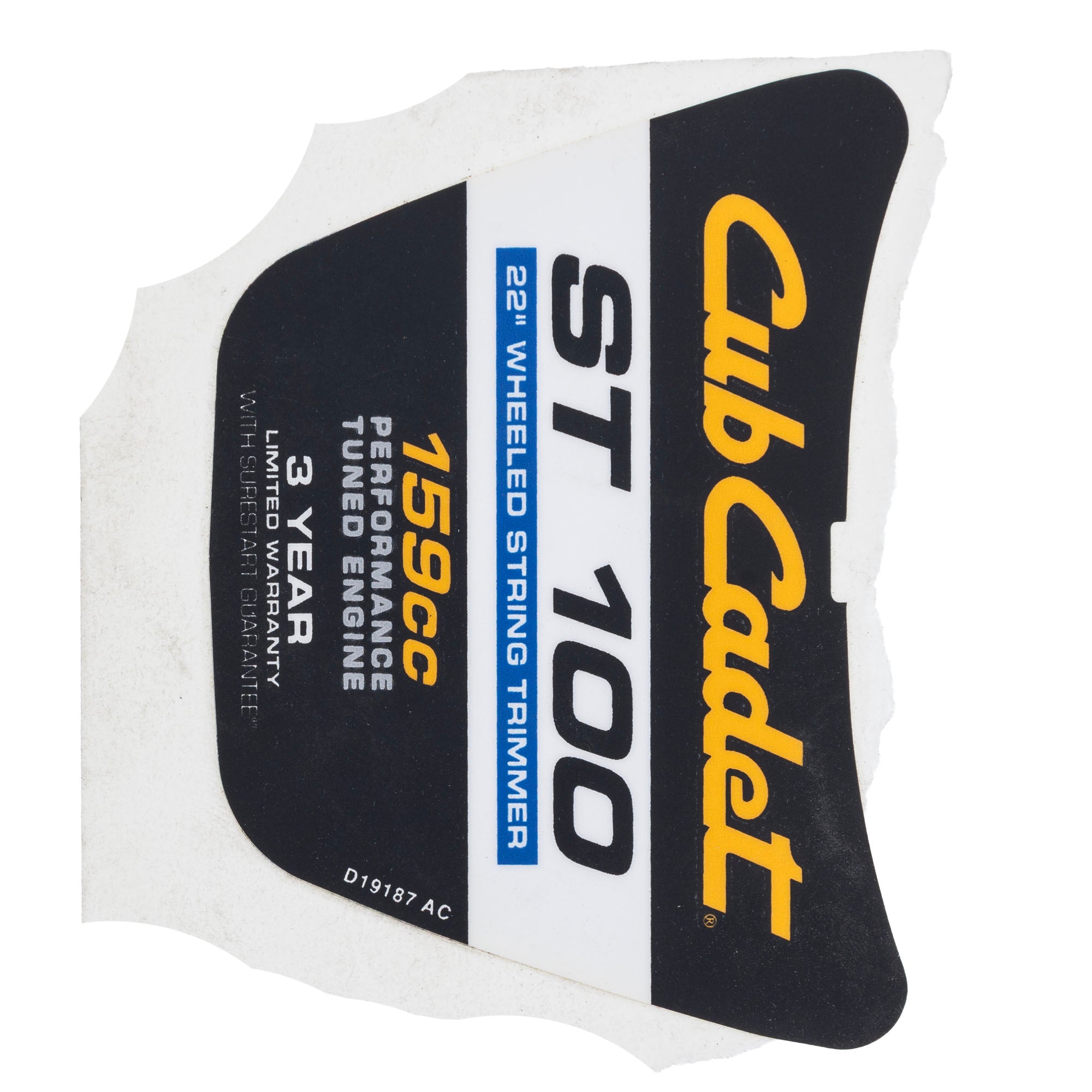 CUB CADET 777D19187 Label St 100 Engine Shrd 159Cc C Cadet