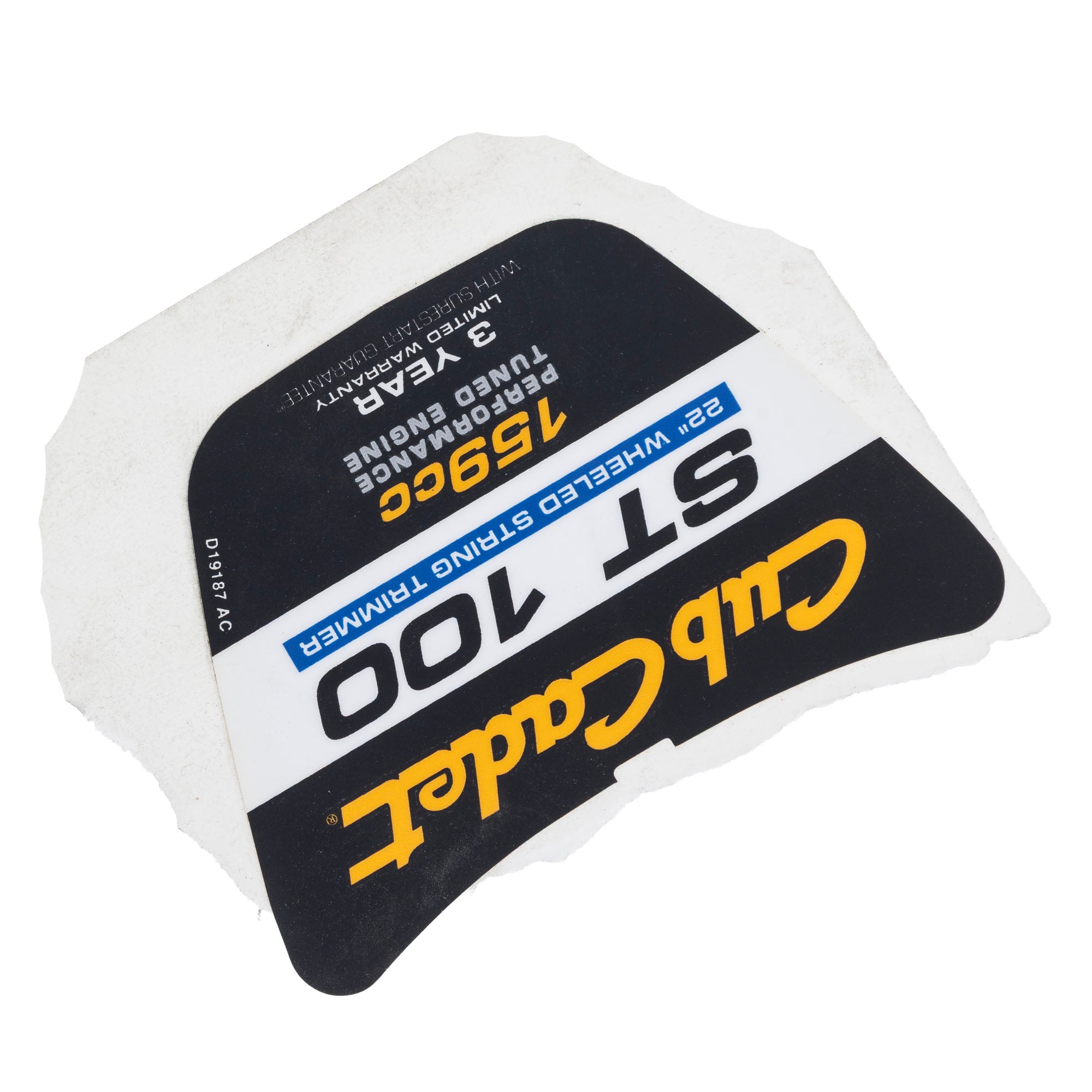 CUB CADET 777D19187 Label St 100 Engine Shrd 159Cc C Cadet