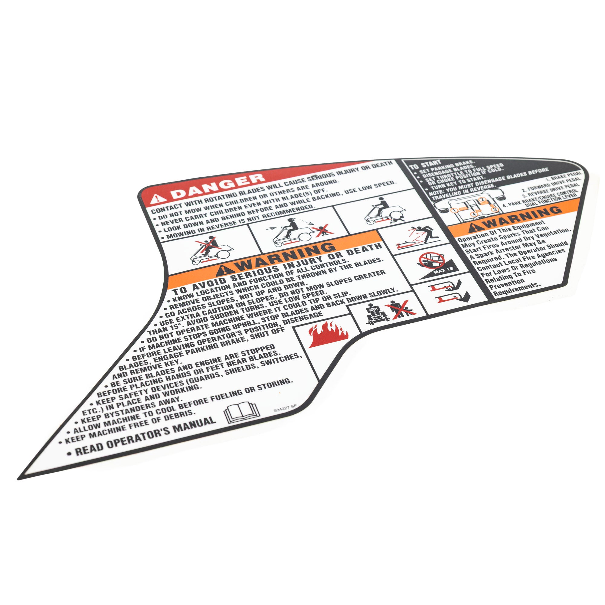 CUB CADET 777S34227 Label