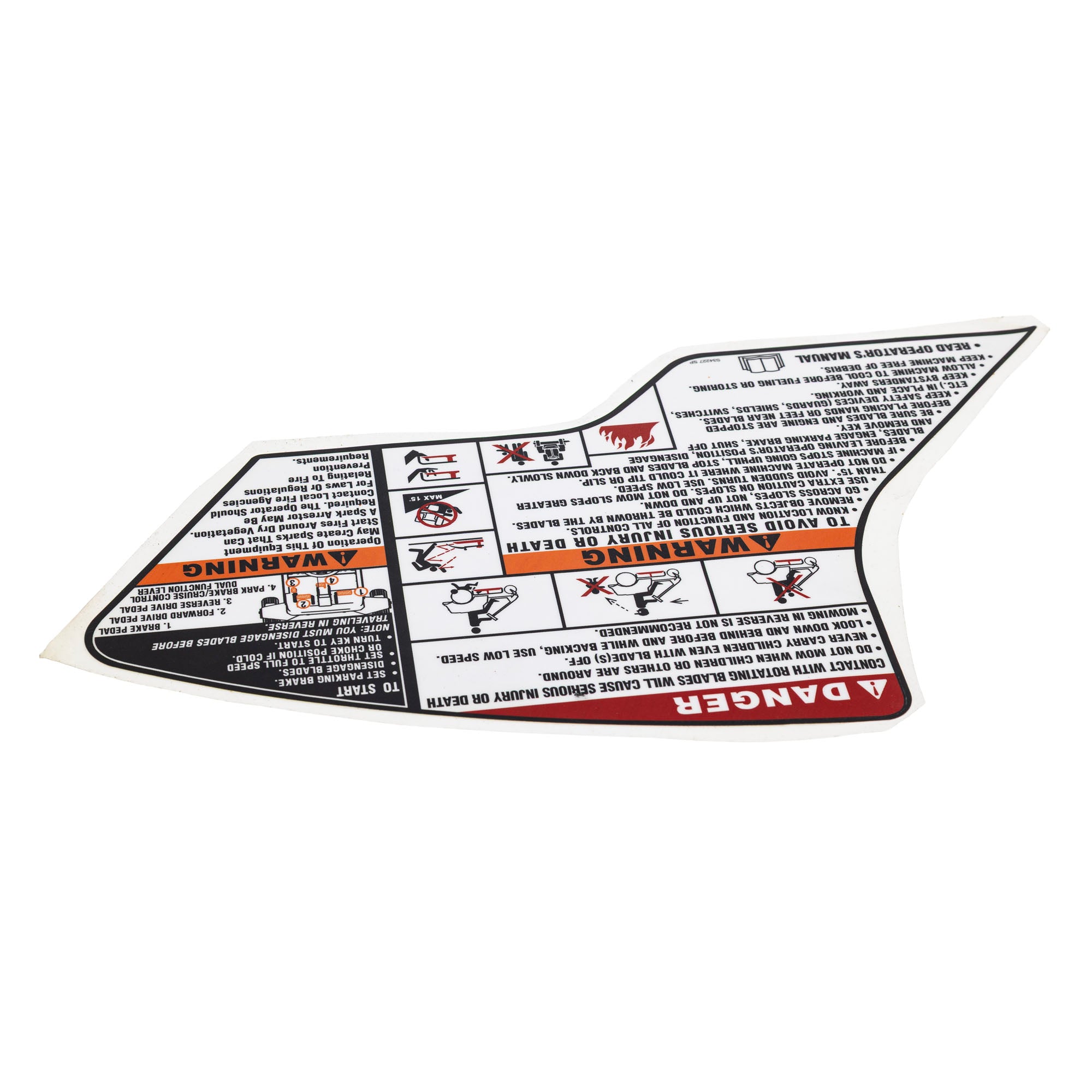 CUB CADET 777S34227 Left Hand Pod Start Instruction Label