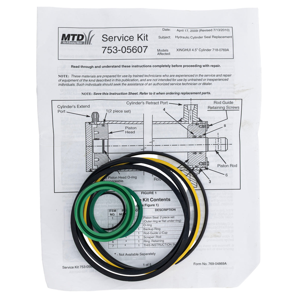 MTD 953-05607 Cylinder 4.5" Seal Kit