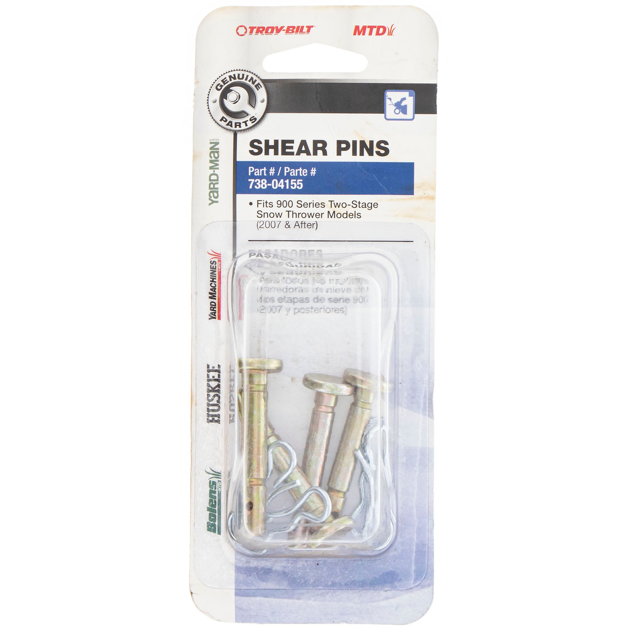 CUB CADET OEM-738-04155 1 Pack 4 Shear Pins 4 Cotter Pin