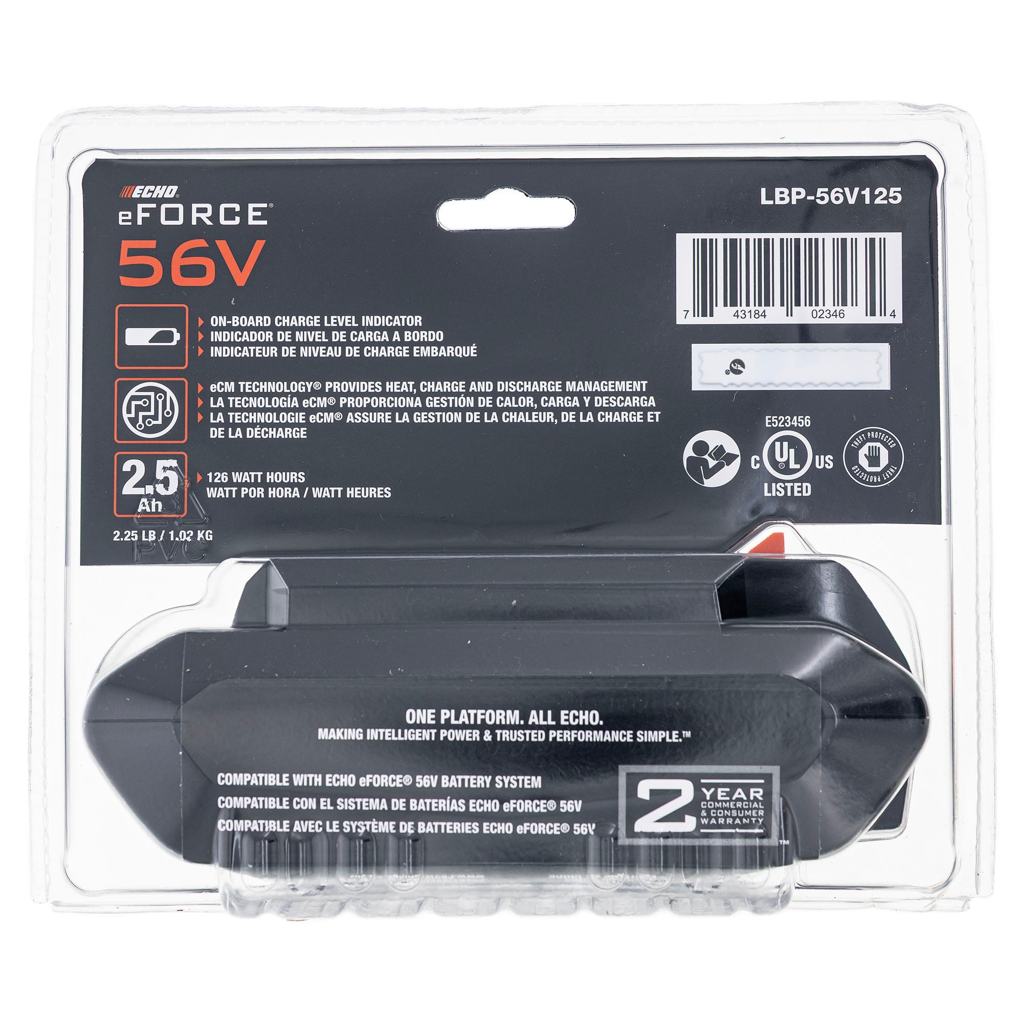Echo LBP56V125A 56V Compact 2.5Ah Lithium-Ion Battery