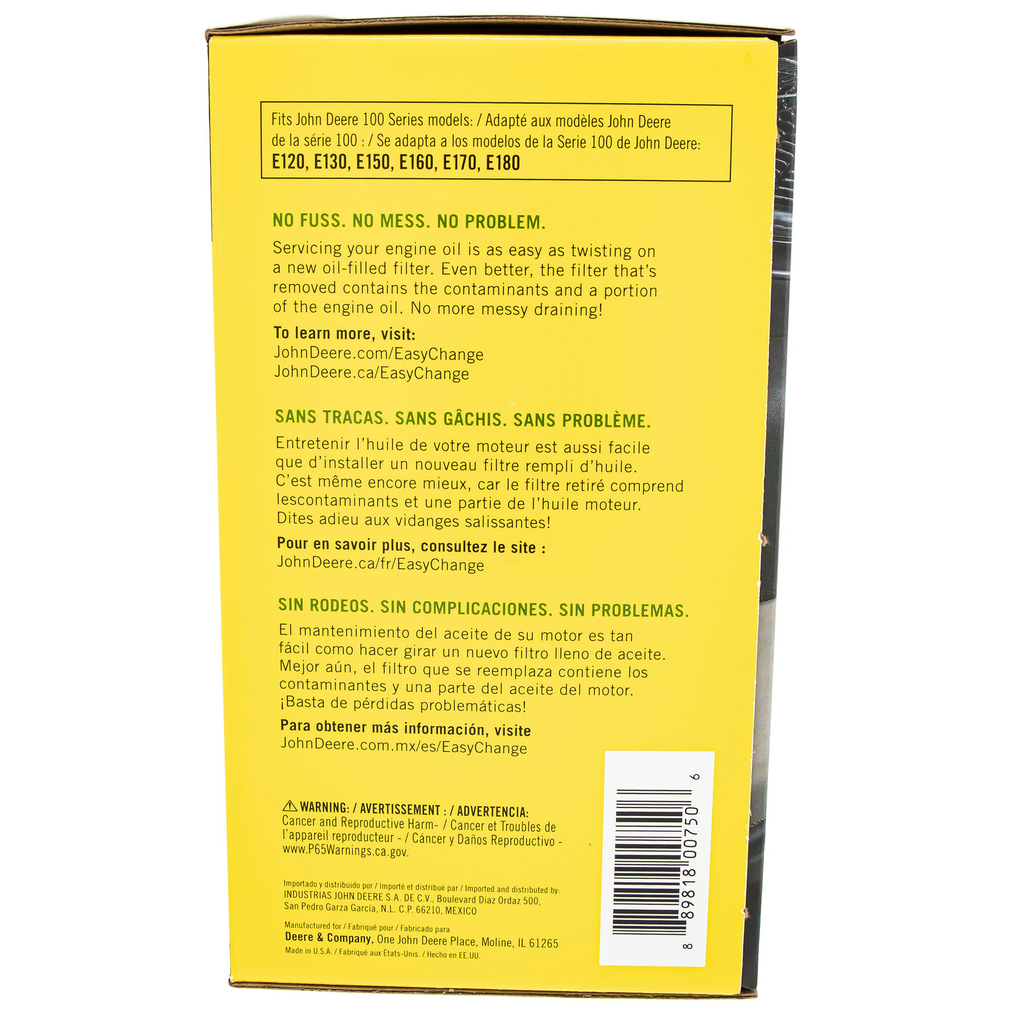 John Deere AUC12916 Easy Change 30-Second Oil Change System 2-Pack