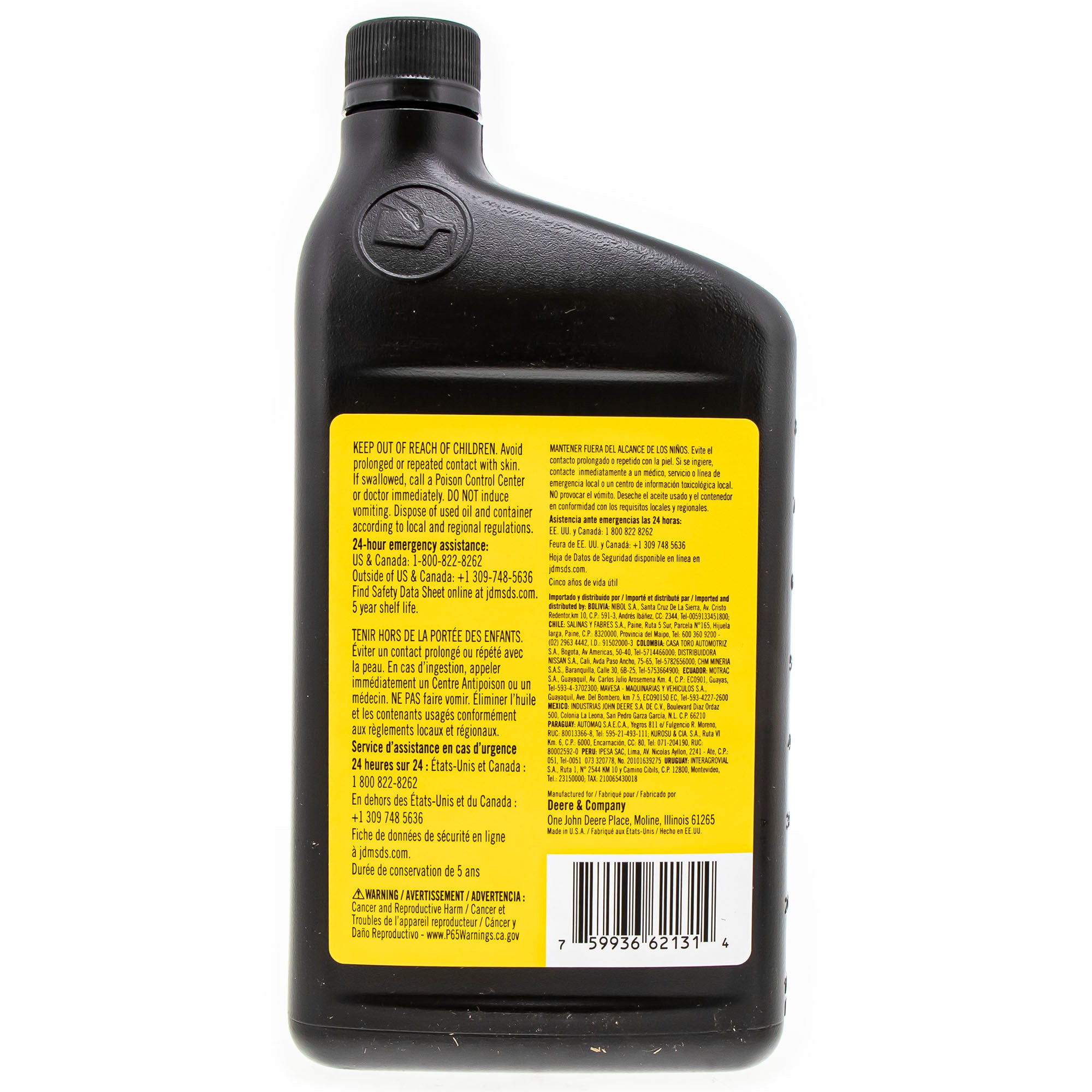 John Deere TY22029 Turf-Gard SAE 10W-30 4-Cycle Engine Oil 1 Quart Bottle 6PK 6-Pack