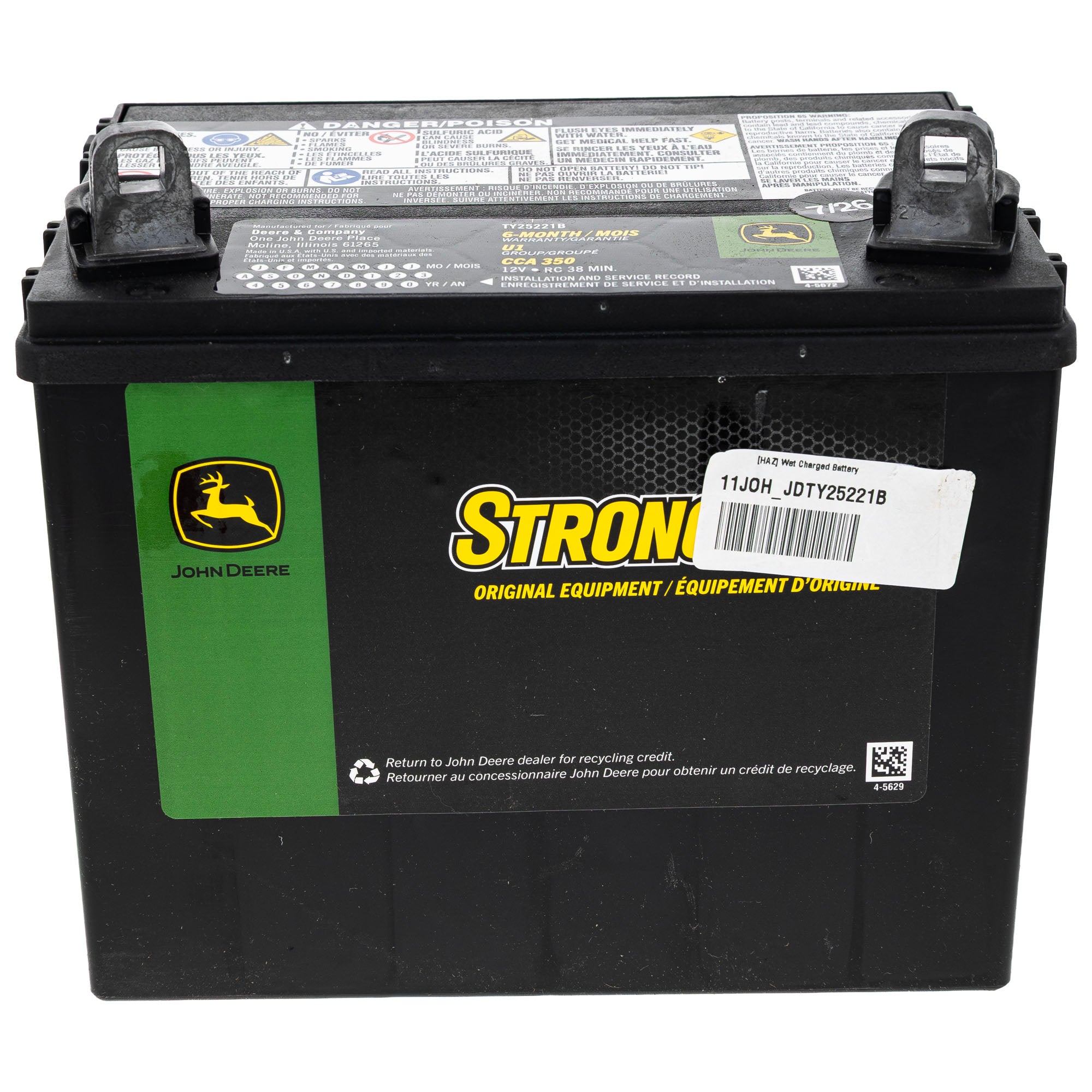 John Deere TY25221B Wet Charged Battery