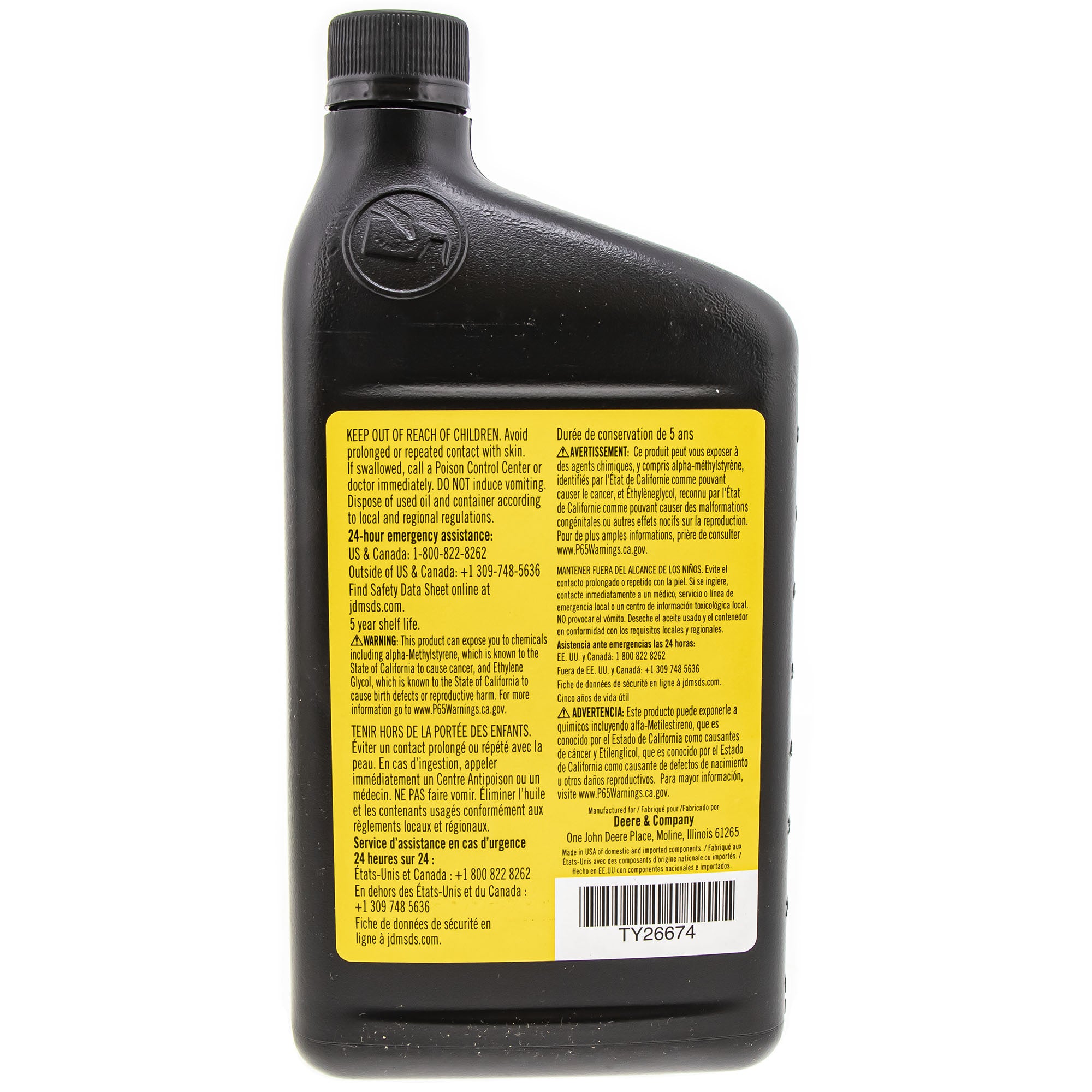 John Deere TY26674 Plus-50 II 15W40 QT 3-Pack