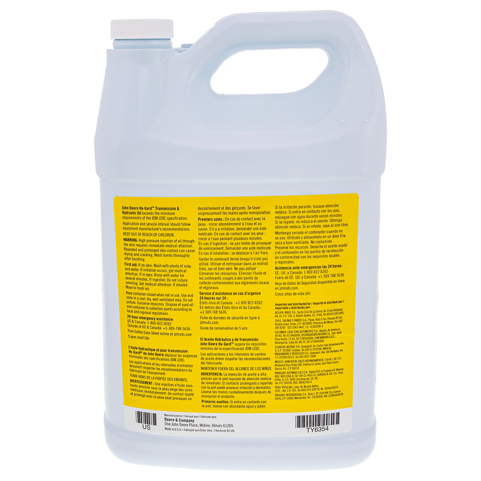John Deere TY6354 Hy-GARD Hyd Trans 1 Gallon 6-PACK 6-Pack