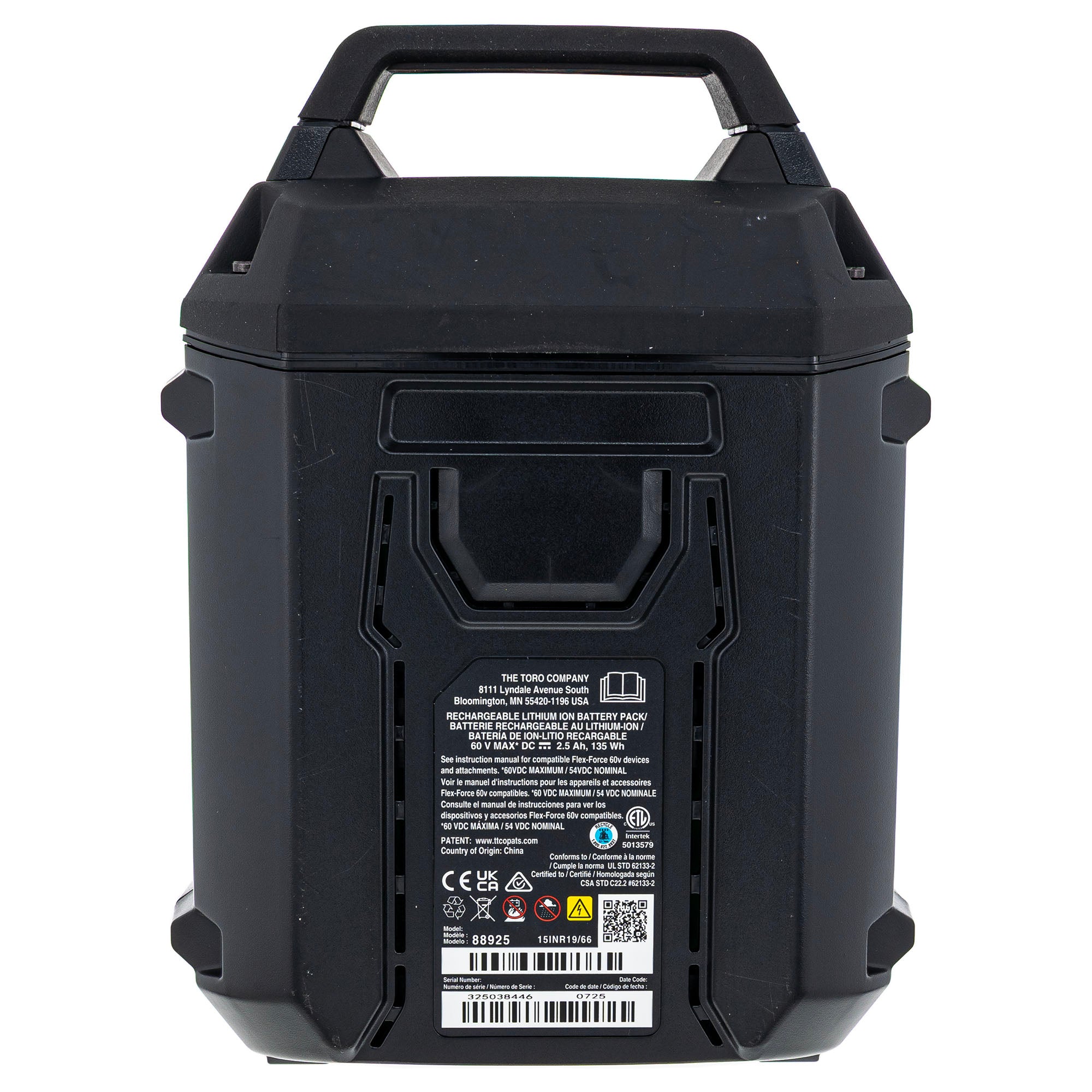 Toro 88925 Battery Li Ion 60V 2.5Ah 135Wh