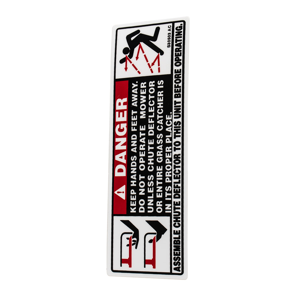 Troy-Bilt 777S30503 Chute Danger Label