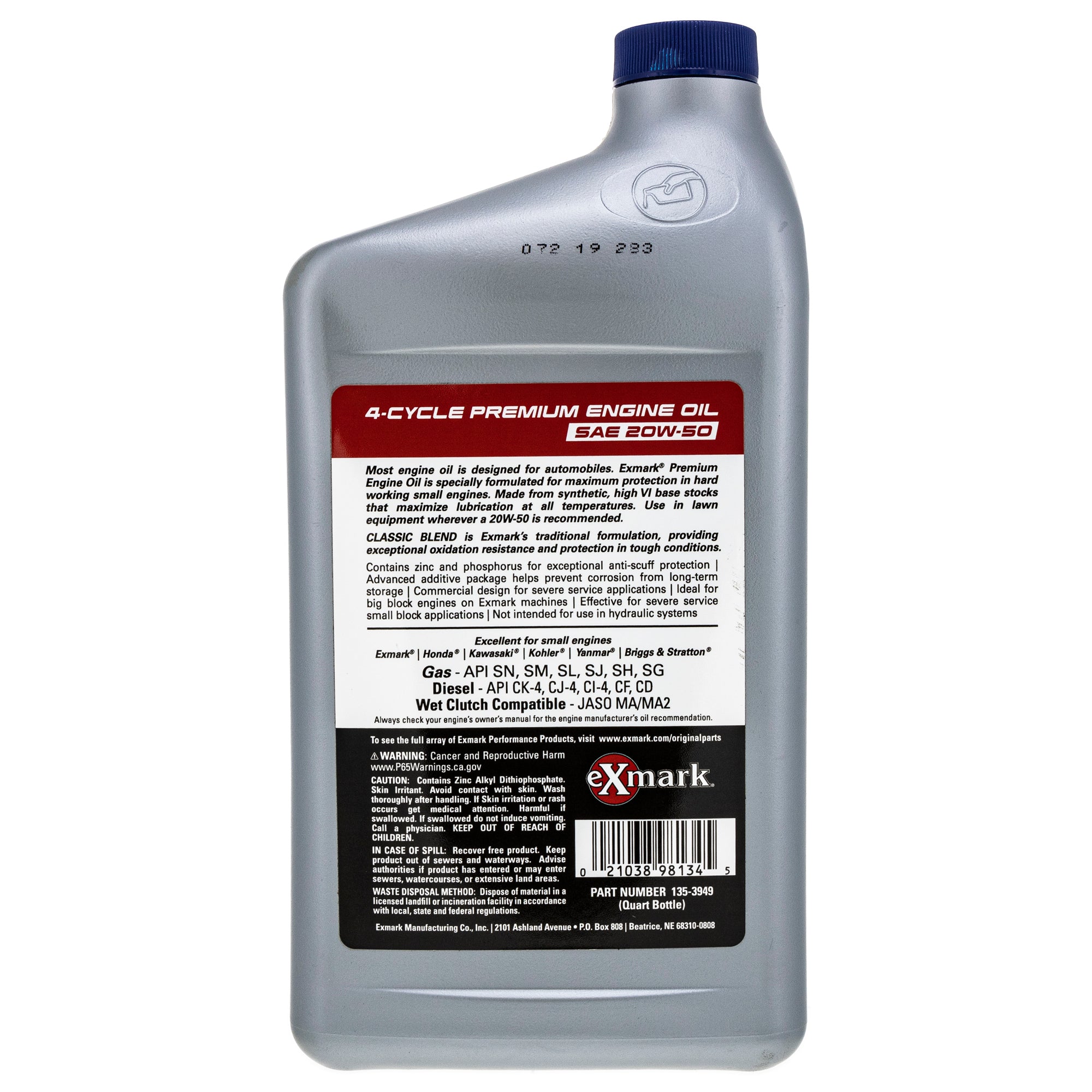 Exmark 135 3949 Full Synthetic Engine Oil 20W 50 Mow The Lawn